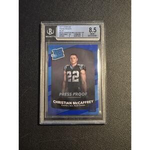 2017 Donruss #318 Christian McCaffrey Press Proof Blue BGS 8.5 RC